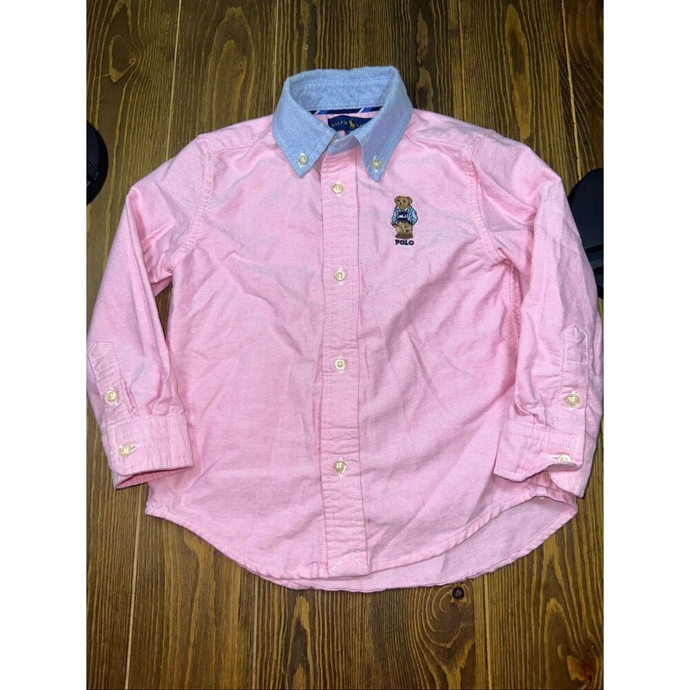 Polo by Ralph Lauren Pink Button-Down Shirt with Blue Collar